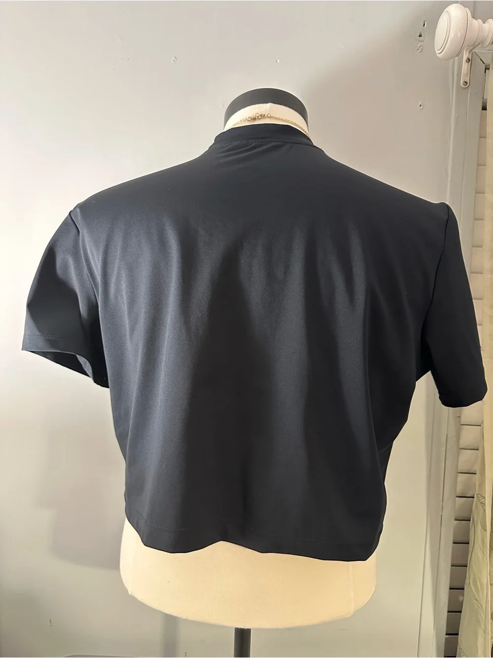 Nike Black Crop Tee with White Swoosh and Logo - Picture 2 of 6
